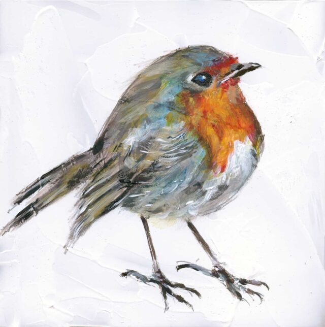 Robin by Vicki Davidson. North Yorkshire artist. Robin artwork. Vicki Davidson