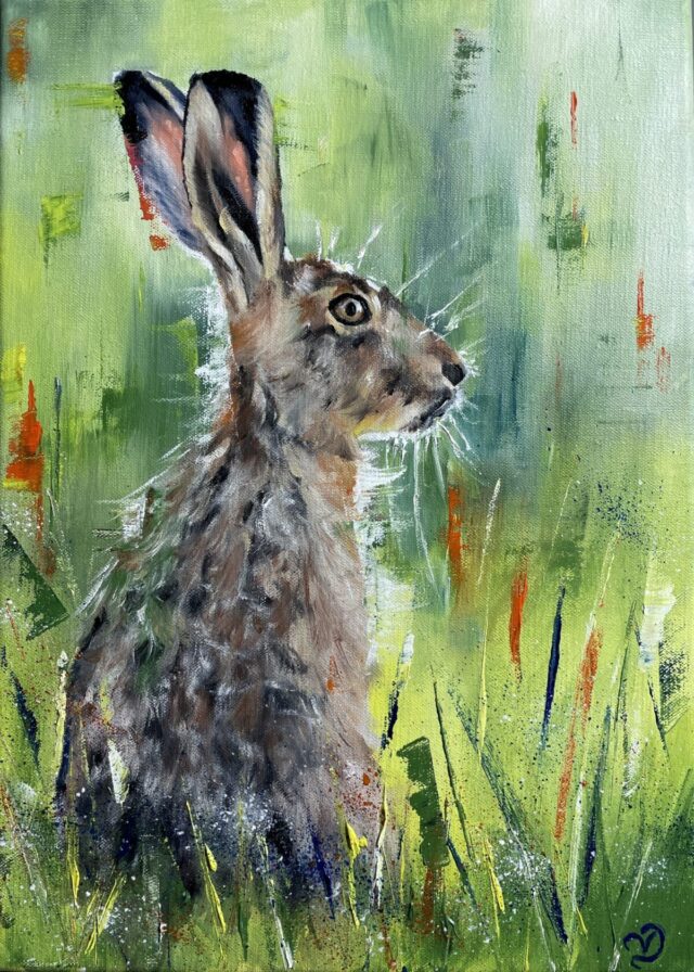 Green Hare oil painting by Vicki Davidson