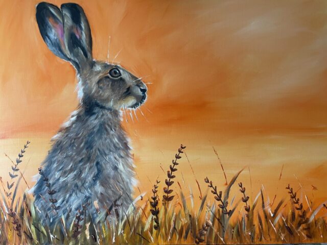 Hare oil painting by Vicki Davidson