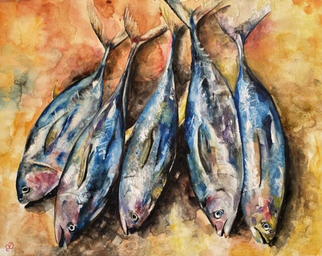 Watercolour painting of fish
