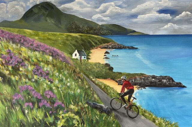 Cycling the North Coast 500 original acrylic painting